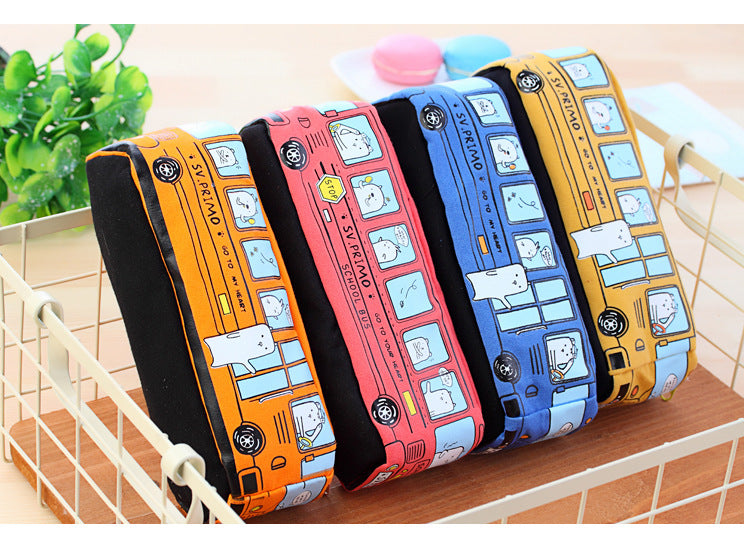 Hotutor creative student stationery small animal bus pencil bag bus pencil case canvas stationery box